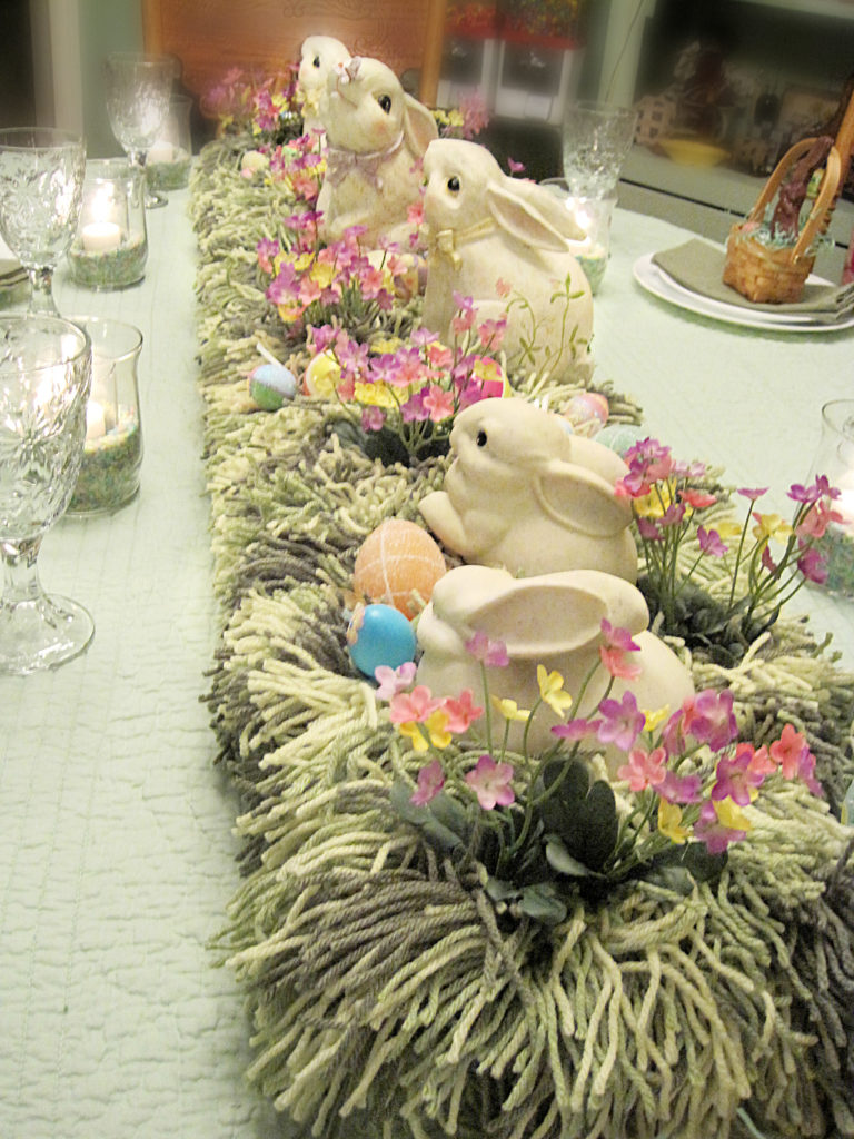 How to Create An Easter Table Using Yarn As Grass!