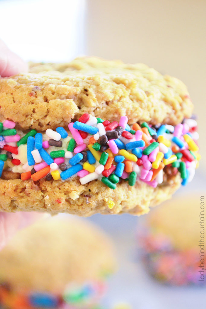 Homemade Oatmeal Cookie Ice Cream Sandwiches