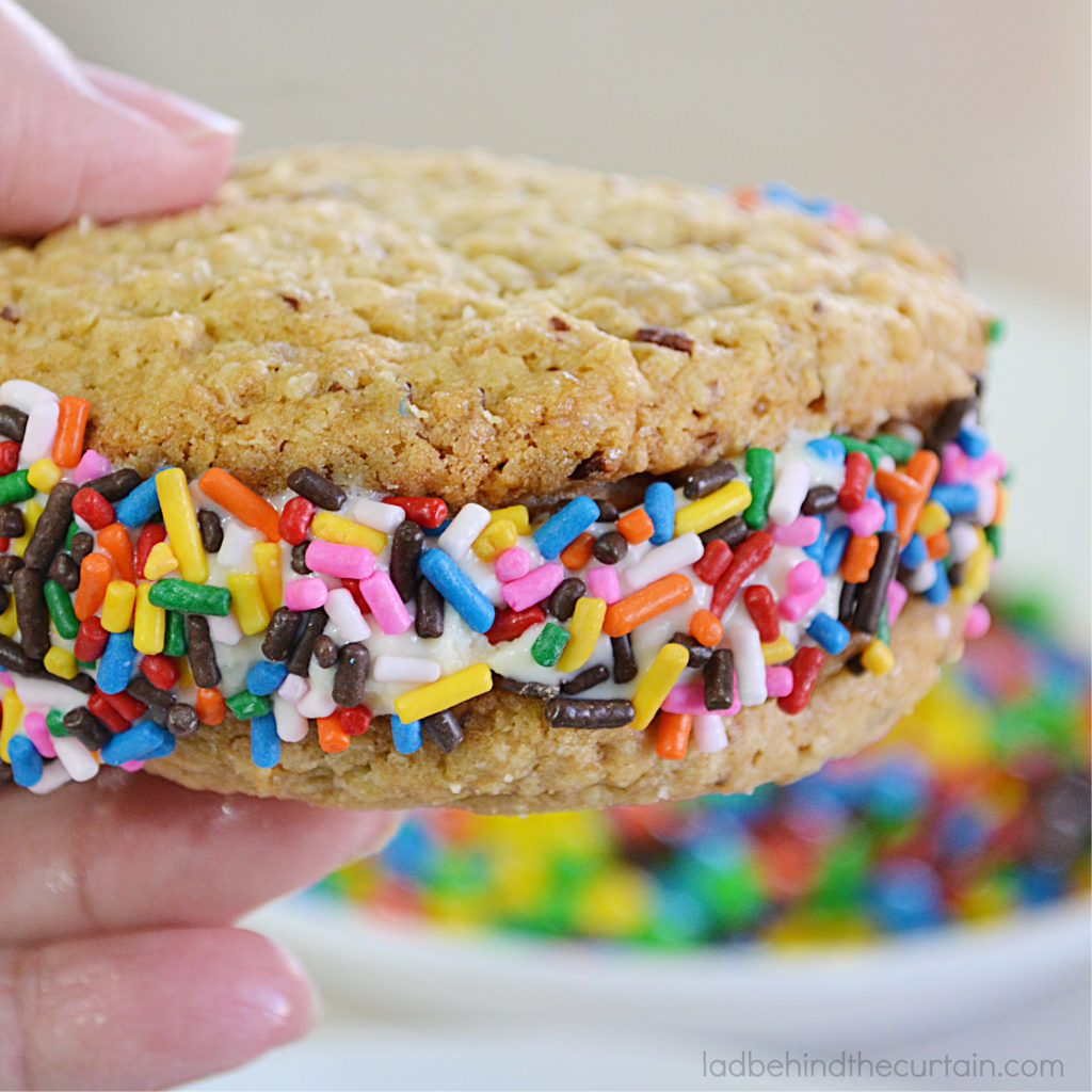 Homemade Oatmeal Cookie Ice Cream Sandwiches