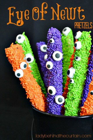 Halloween Party Eye of Newt Pretzels