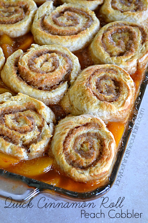 Quick Cinnamon Roll Peach Cobbler