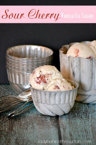 Sour Cherry Vanilla Ice Cream - Lady Behind The Curtain