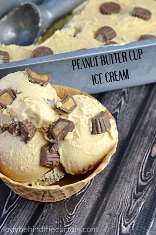 A rich creamy ice cream made with peanut butter and chunks of peanut butter cups. The perfect ending to a great meal.