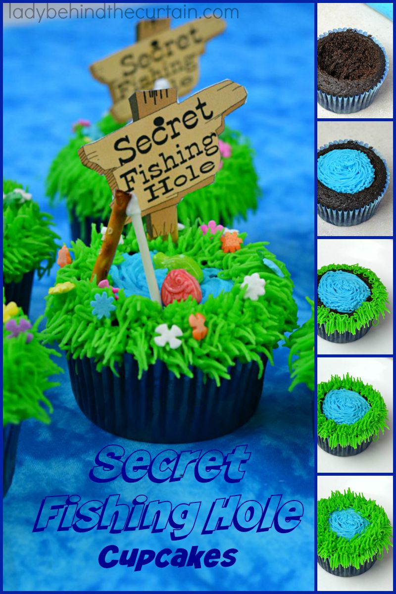 Secret Fishing Hole Devil's Food Cupcakes