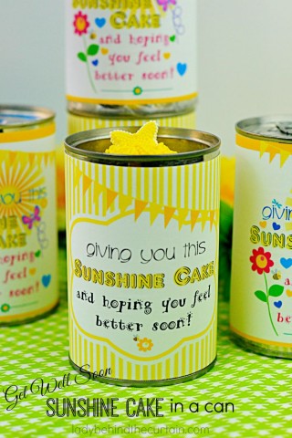 Get Well Soon Sunshine Cake in a Can: Bring a little sunshine to someone with this easy to make cake in a can!