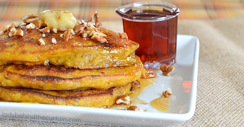 Pumpkin Pancakes with Brown Butter and Apple Cider Syrup