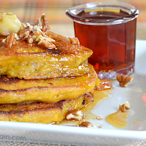 Pumpkin Pancakes with Brown Butter and Apple Cider Syrup