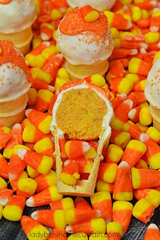 Mini Candy Corn Pinata Cake Pop Cones