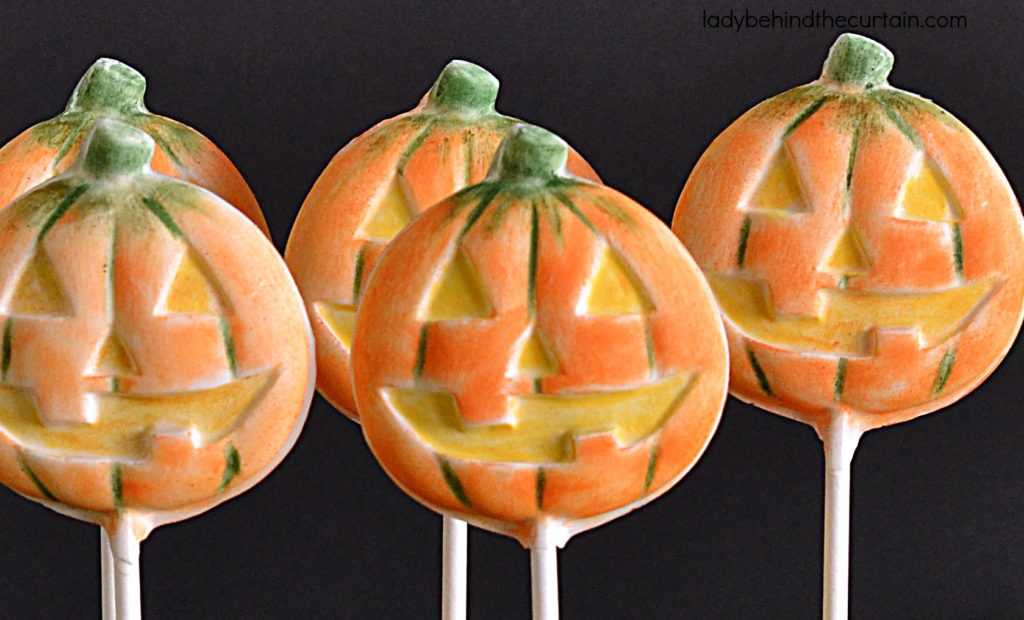 White Chocolate Jack-O-Lantern Pumpkin Pops