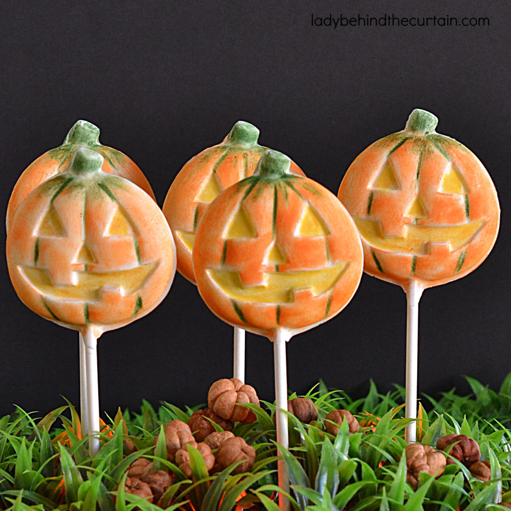 White Chocolate Jack-O-Lantern Pumpkin Pops