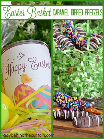 Easter Basket Caramel Dipped Pretzels