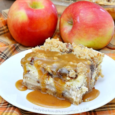 Caramel Apple Pie Cheesecake Bars