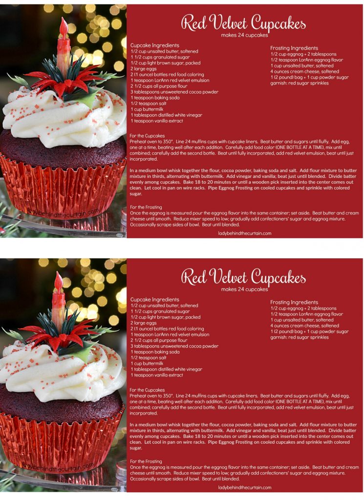 Red Velvet Cupcakes with Eggnog Butter Frosting