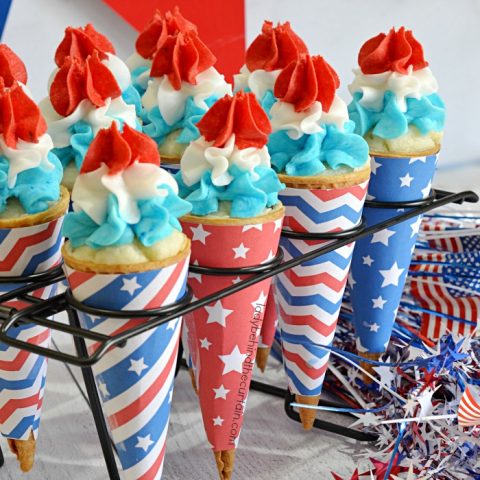 Bomb Pop Ice Cream Cone Cupcakes