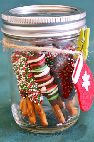 Mini Holiday Pretzel Stick Stocking Stuffers