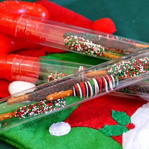 Mini Holiday Pretzel Stick Stocking Stuffers