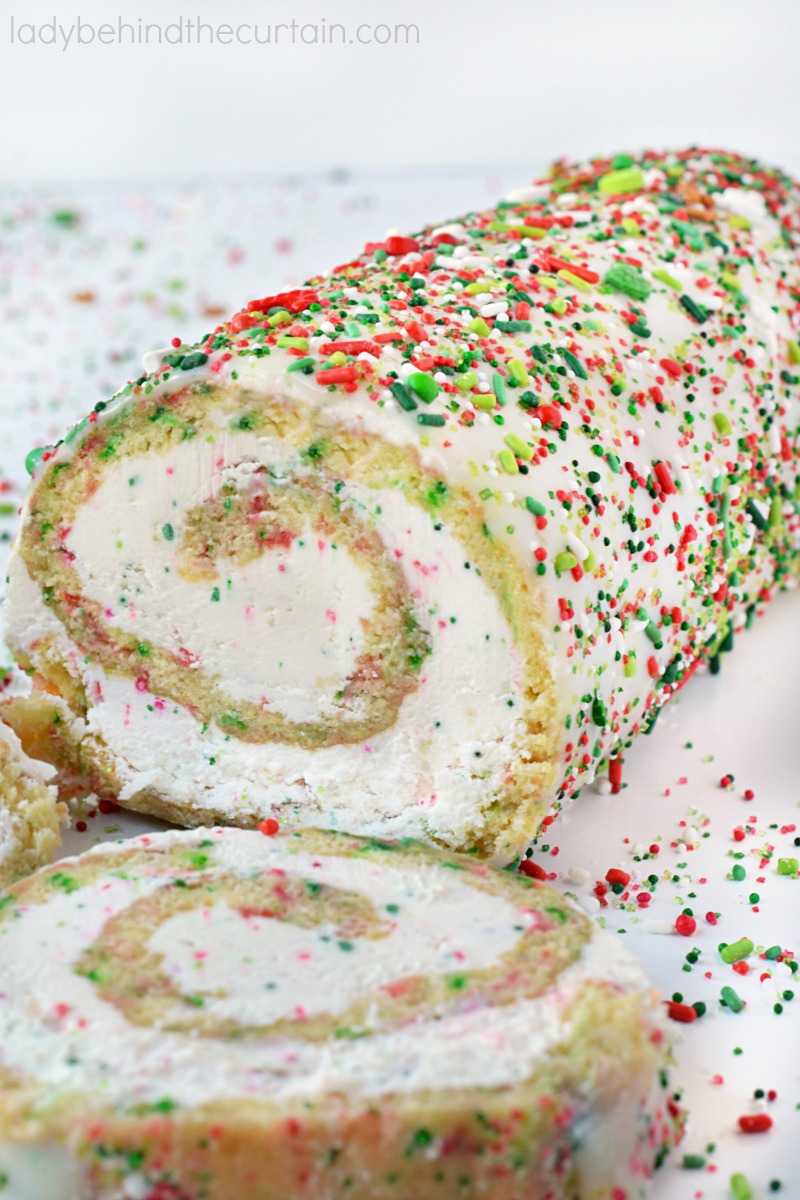 White Christmas Vanilla Swiss Cake Roll