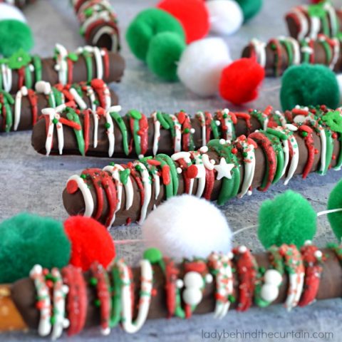 Dark Chocolate Christmas Decorated Pretzels