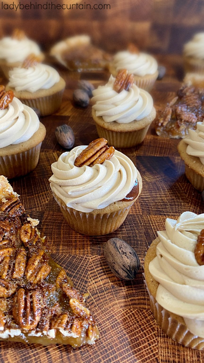 Pecan Pie Filled Brown Sugar Cupcakes