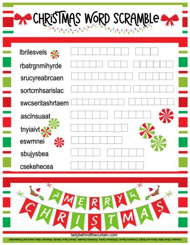 Indoor Christmas Games and Free Activity Sheets