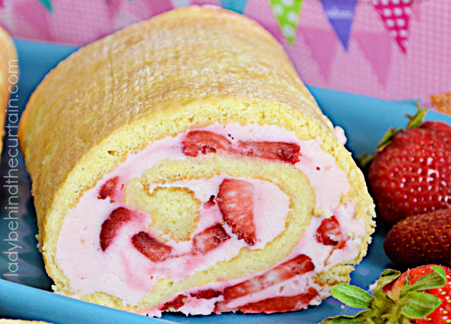 Strawberry Marshmallow Cake Roll