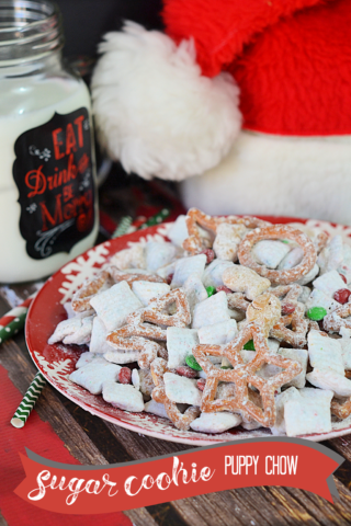 Christmas Sugar Cookie Puppy Chow
