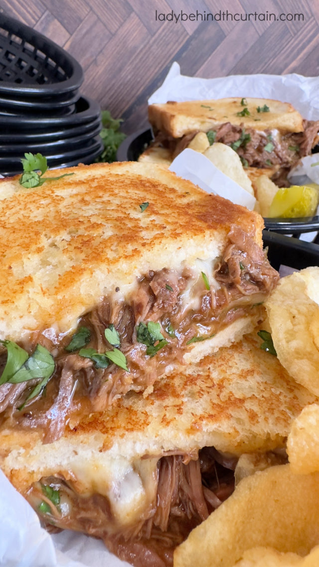 Copycat Disneyland Beef Birria Grilled Cheese Sandwich