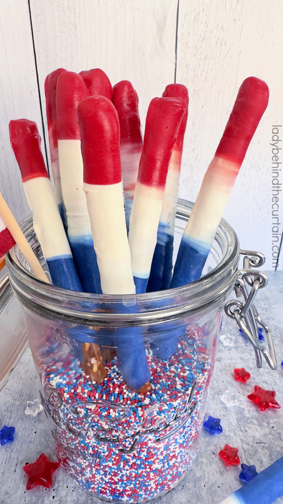 Red, White, and Blue Decorated Pretzels