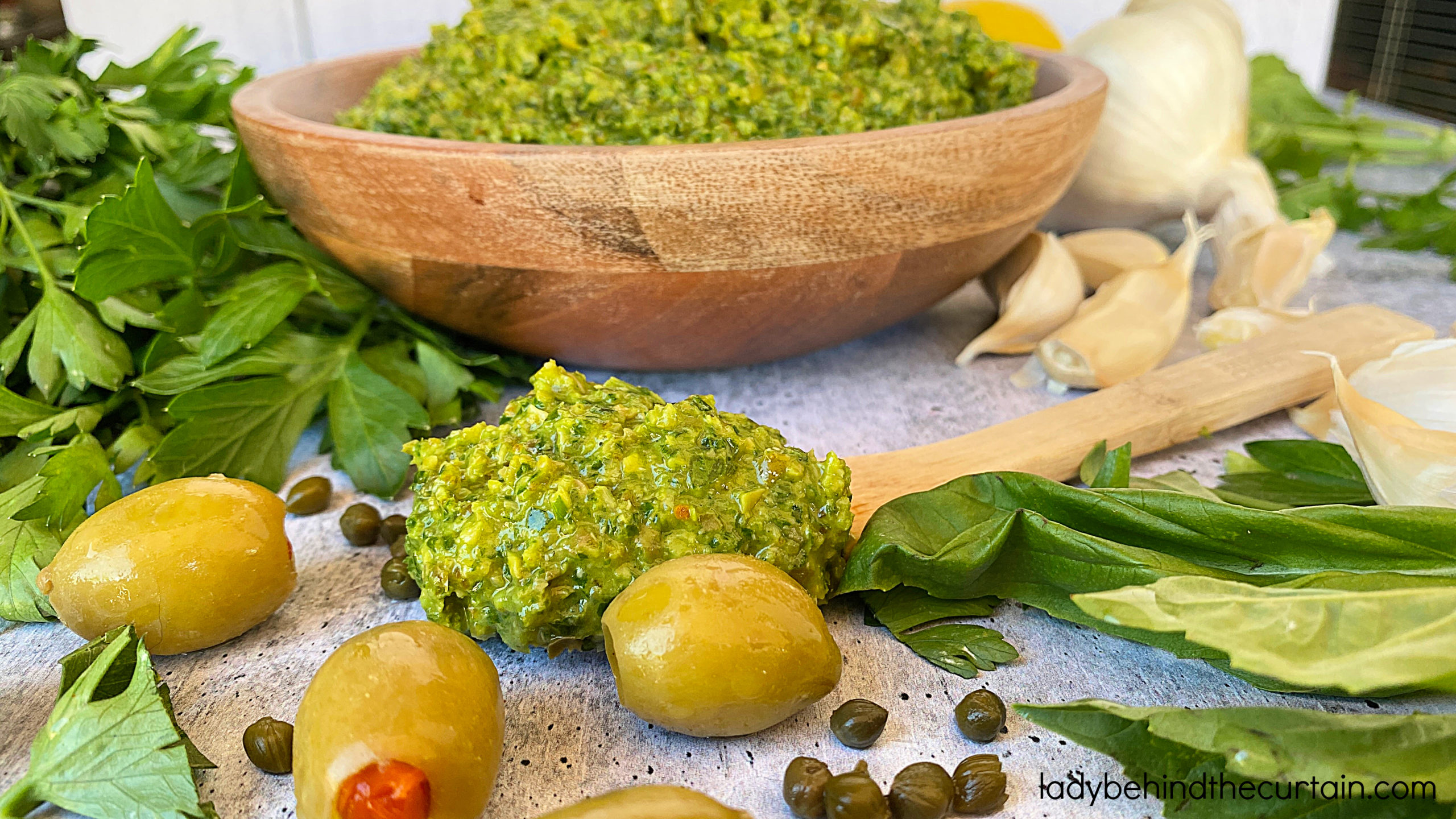 Basil and Green Olive Pesto