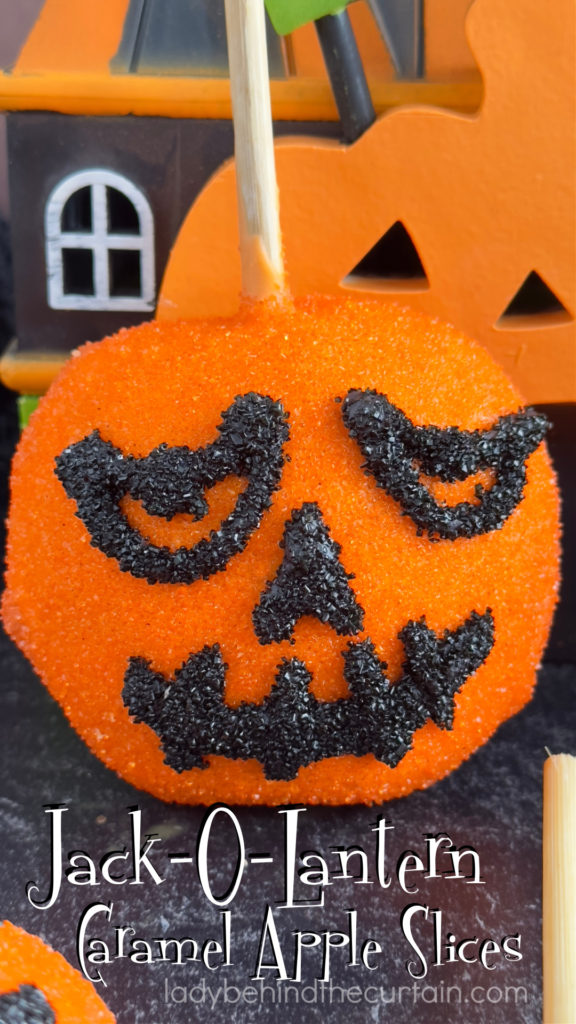 Jack-O-Lantern Caramel Apple Slice Pops