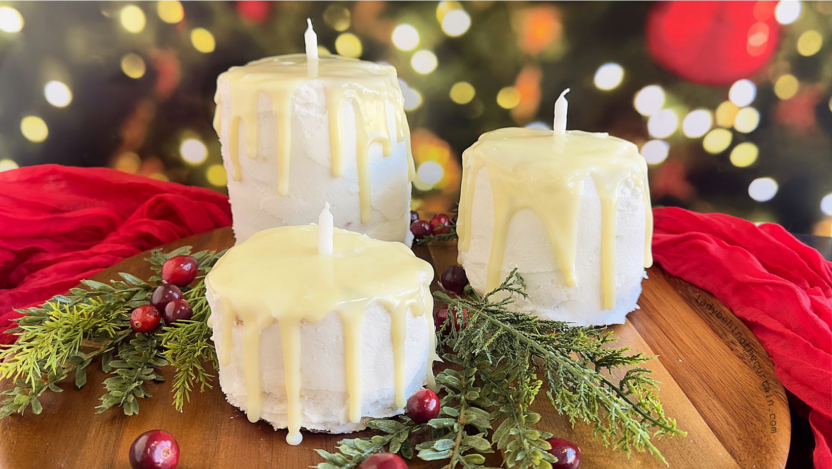 Cranberry Orange Christmas Candle Cakes