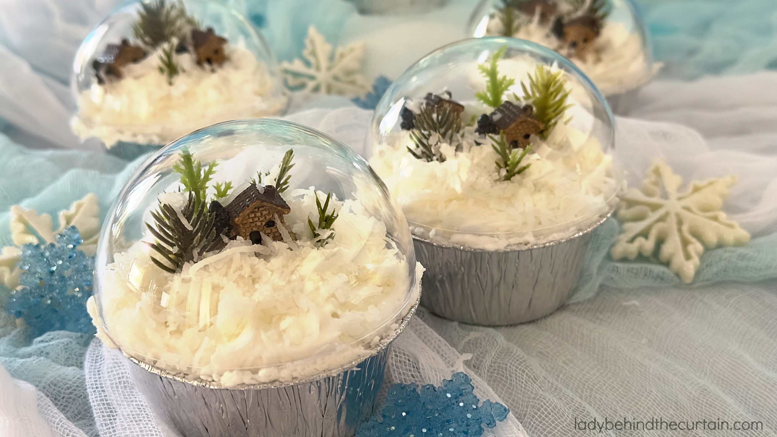 Snow Globe Coconut Cupcakes