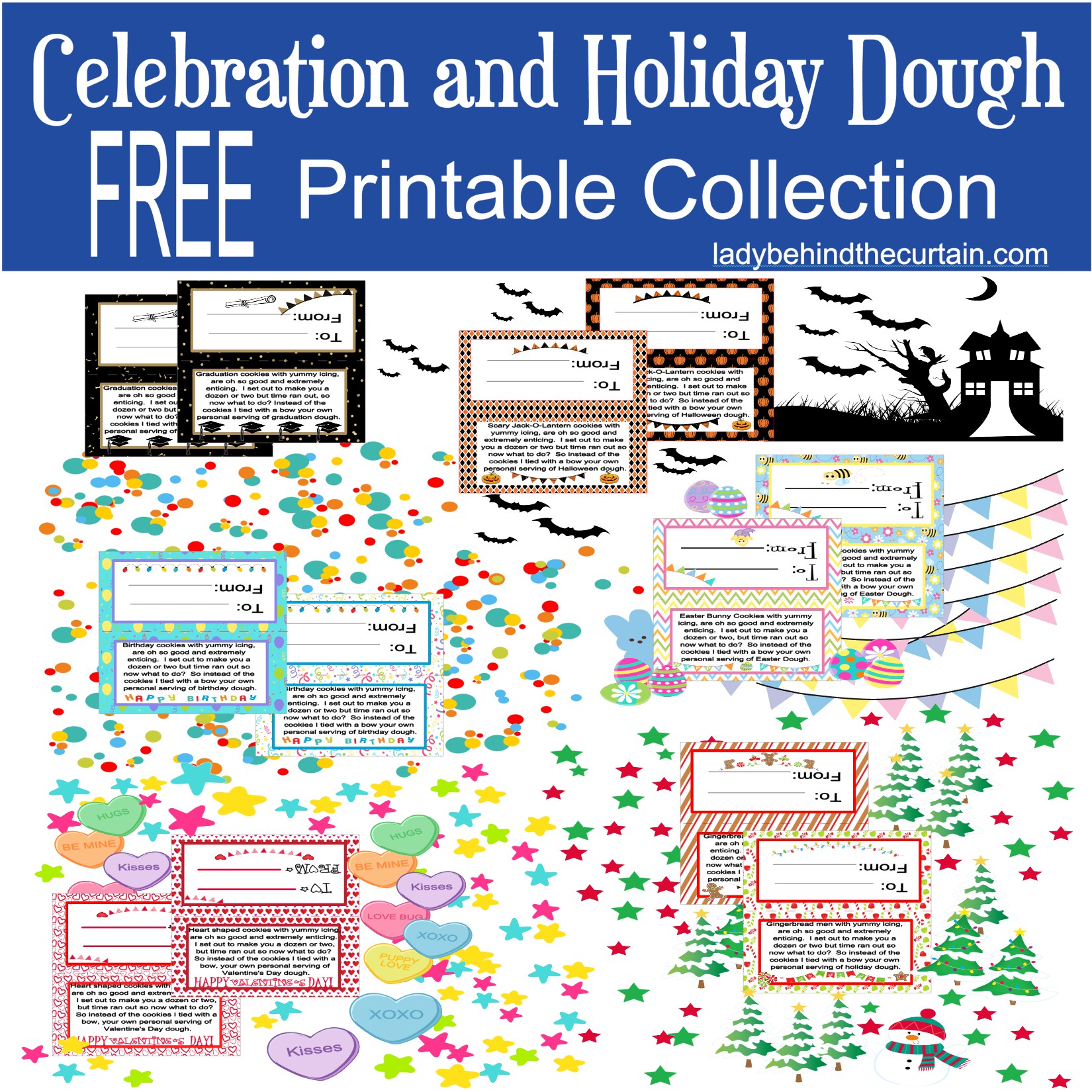 Holiday and Celebration Dough Topper FREE Printable Collection