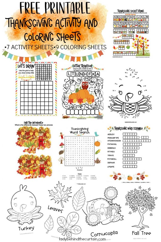 FREE Thanksgiving Activity Sheets and Coloring Pages