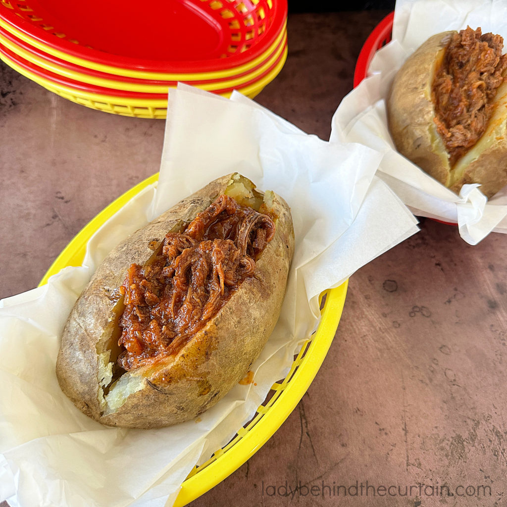 Disneyland Copycat Barbecue Beef Stuffed Baked Potatoes