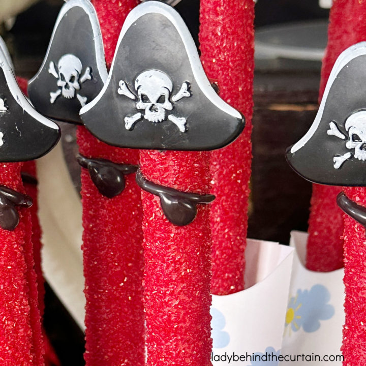 Pirate Party Themed Decorated Pretzel Rods