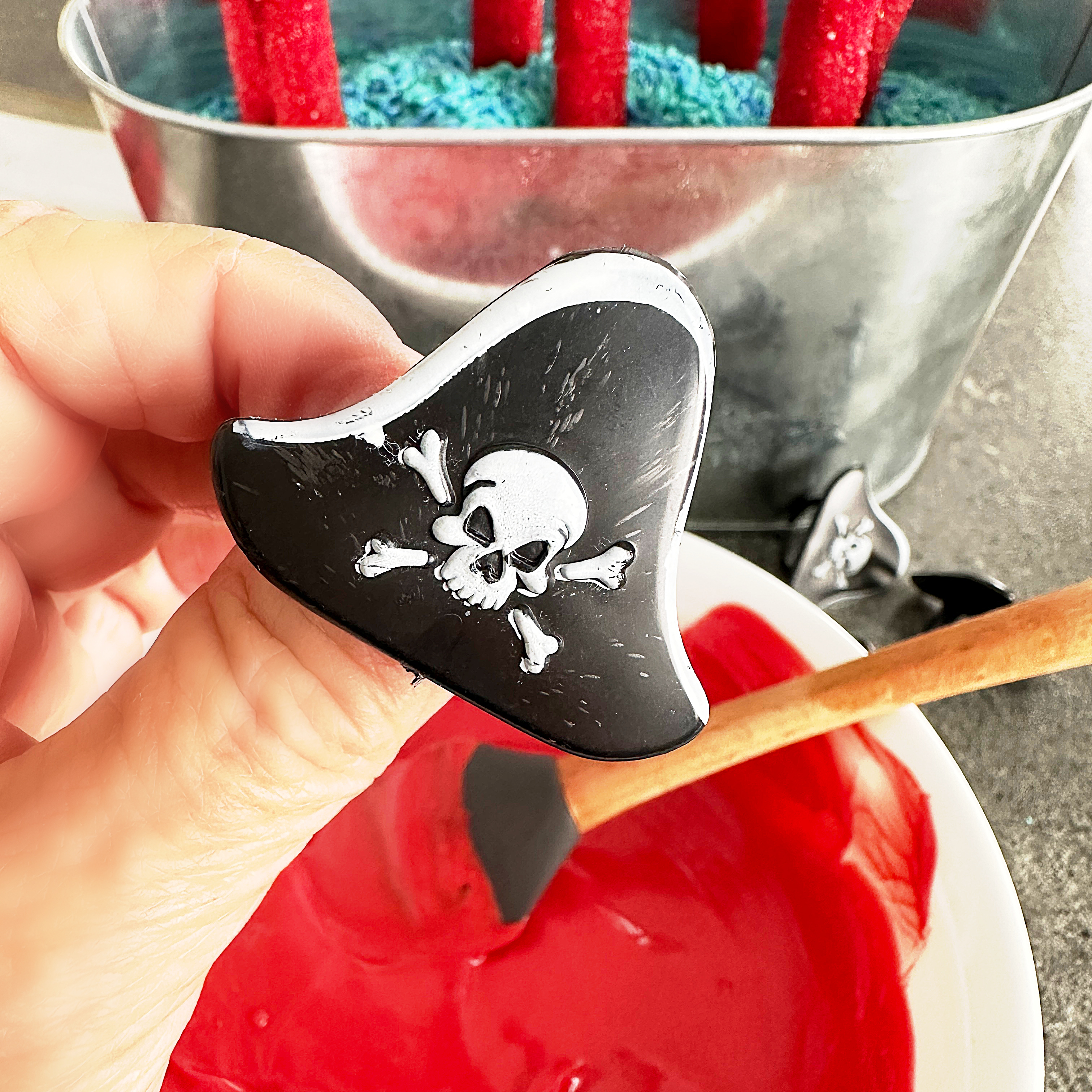 Pirate Party Themed Decorated Pretzel Rods