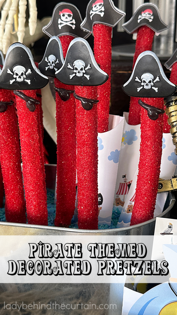 Pirate Party Themed Decorated Pretzel Rods