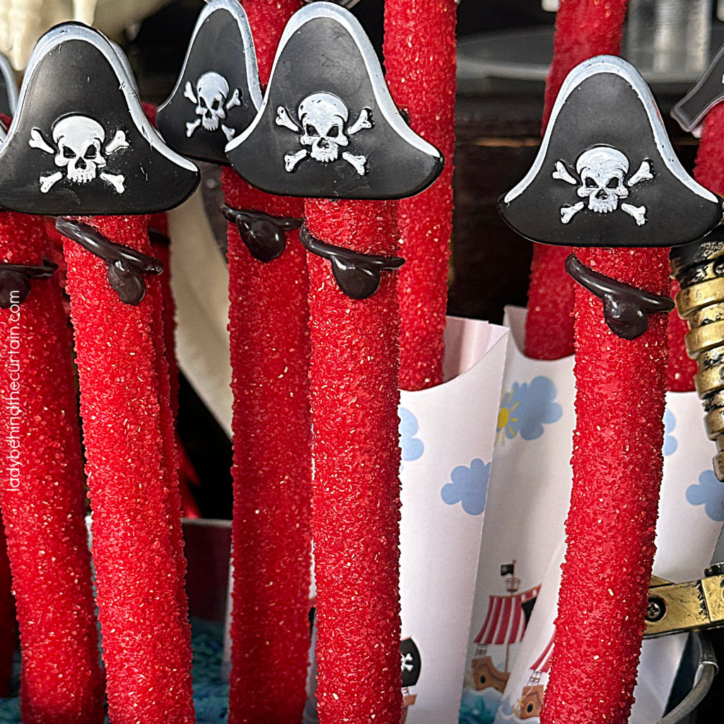 Pirate Party Themed Decorated Pretzel Rods