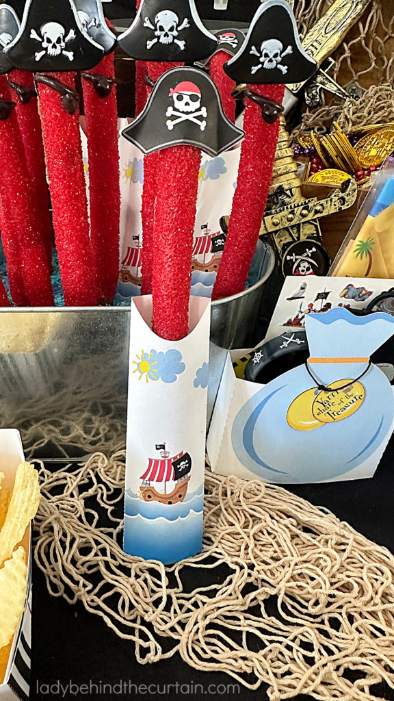 Pirate Party Themed Decorated Pretzel Rods