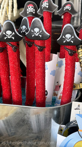 Pirate Party Themed Decorated Pretzel Rods