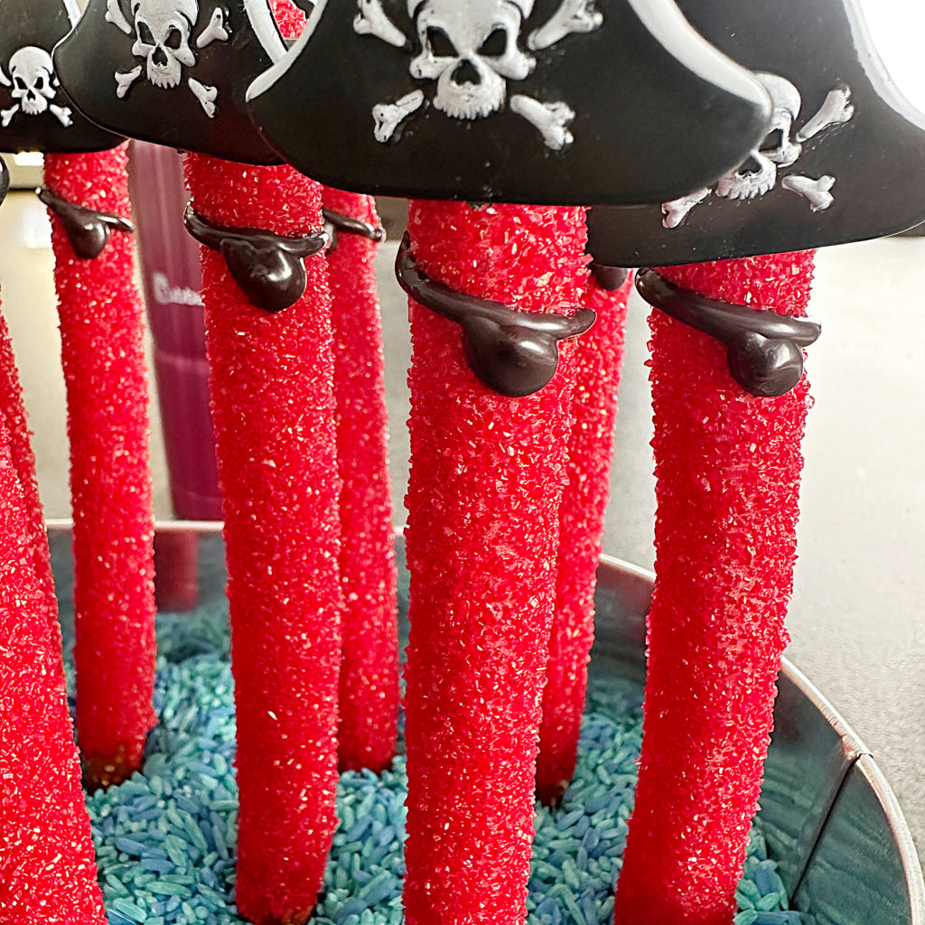 Pirate Party Themed Decorated Pretzel Rods