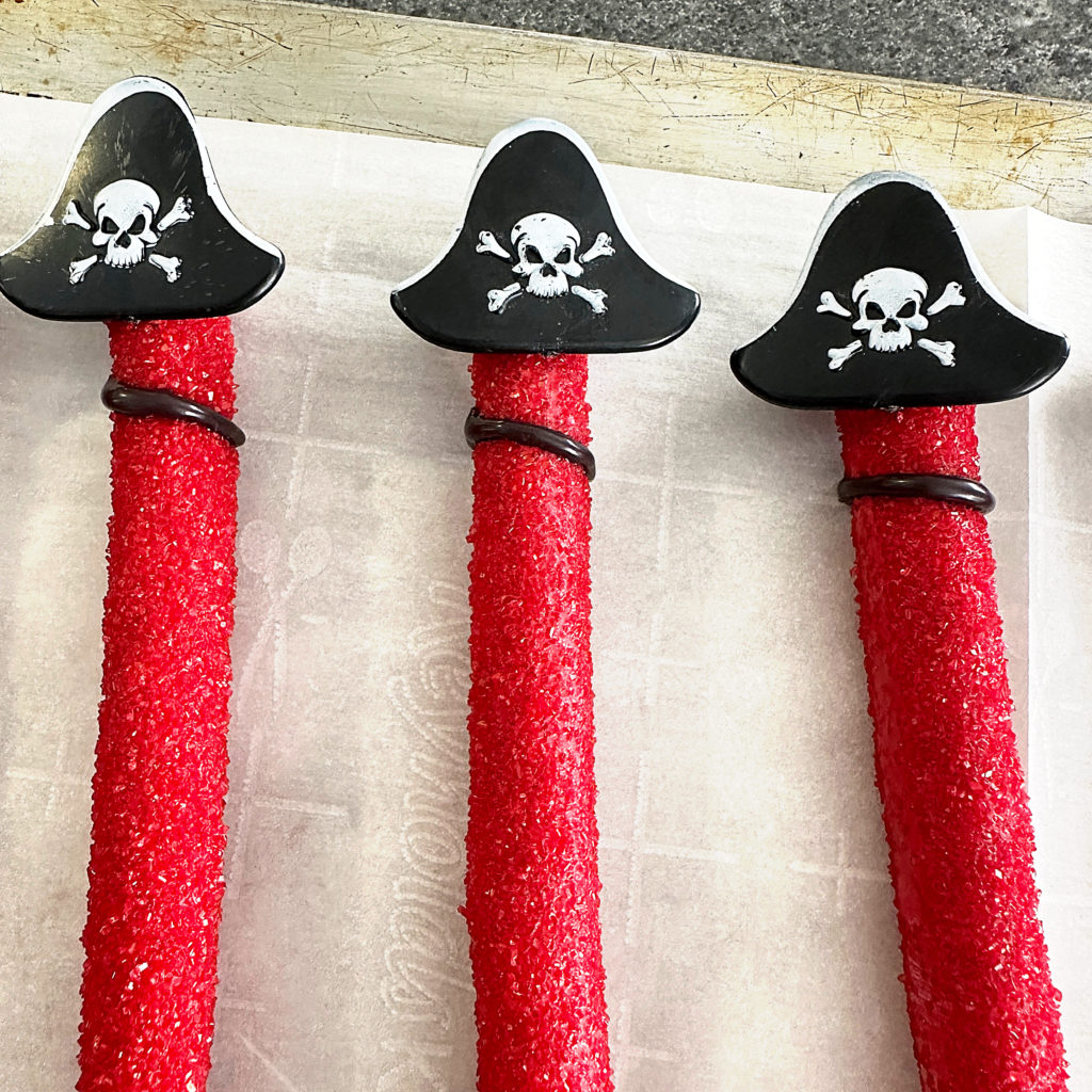 Pirate Party Themed Decorated Pretzel Rods