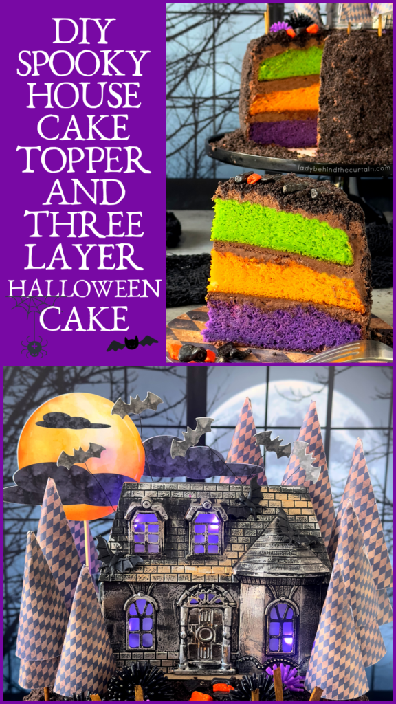 DIY Spooky House Cake Topper and Three Layer Halloween Cake