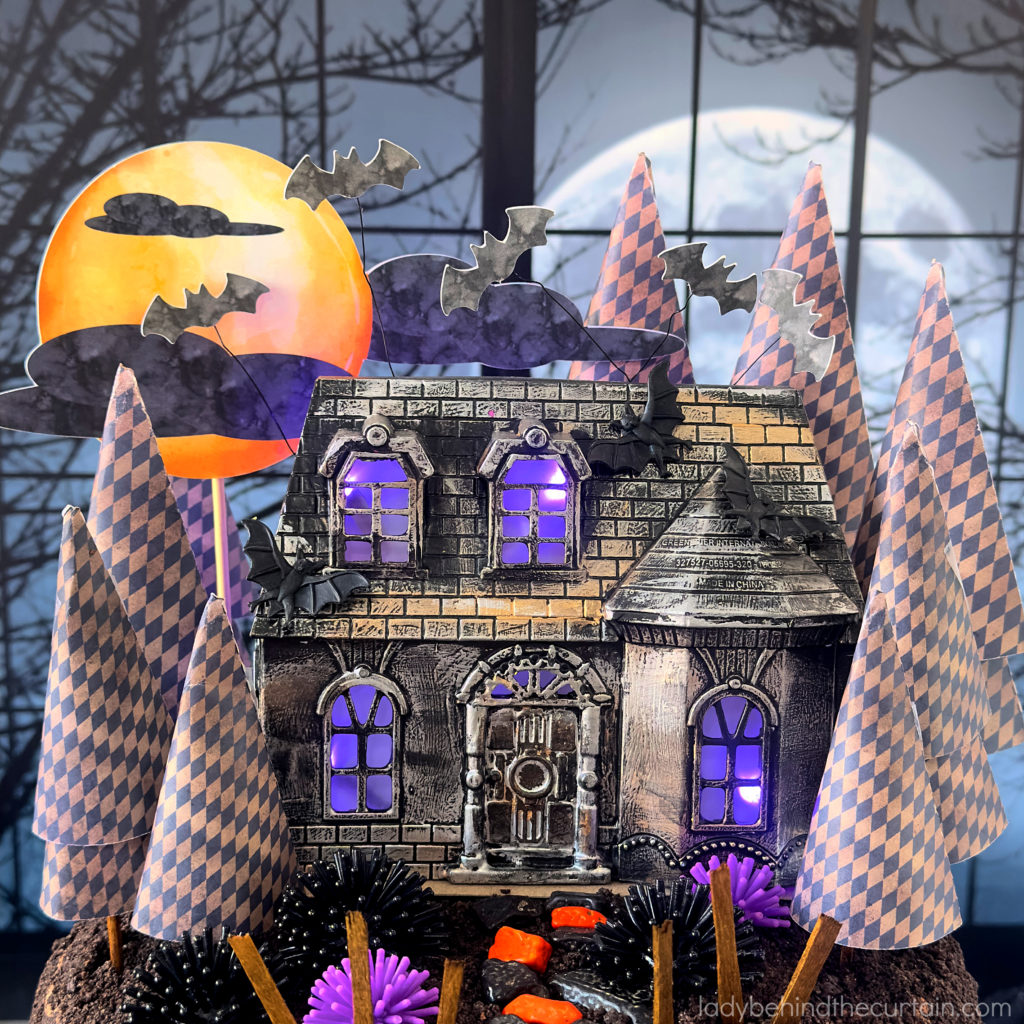 DIY Spooky House Cake Topper and Three Layer Halloween Cake