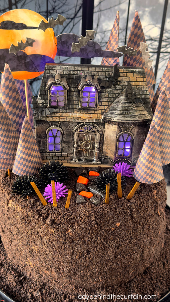 DIY Spooky House Cake Topper and Three Layer Halloween Cake