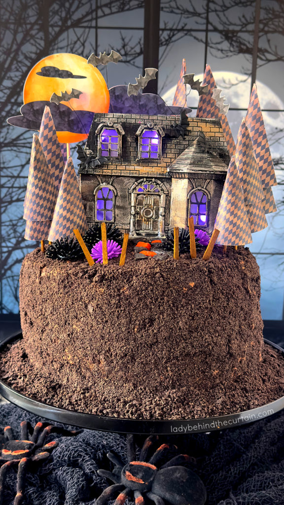 DIY Spooky House Cake Topper and Three Layer Halloween Cake